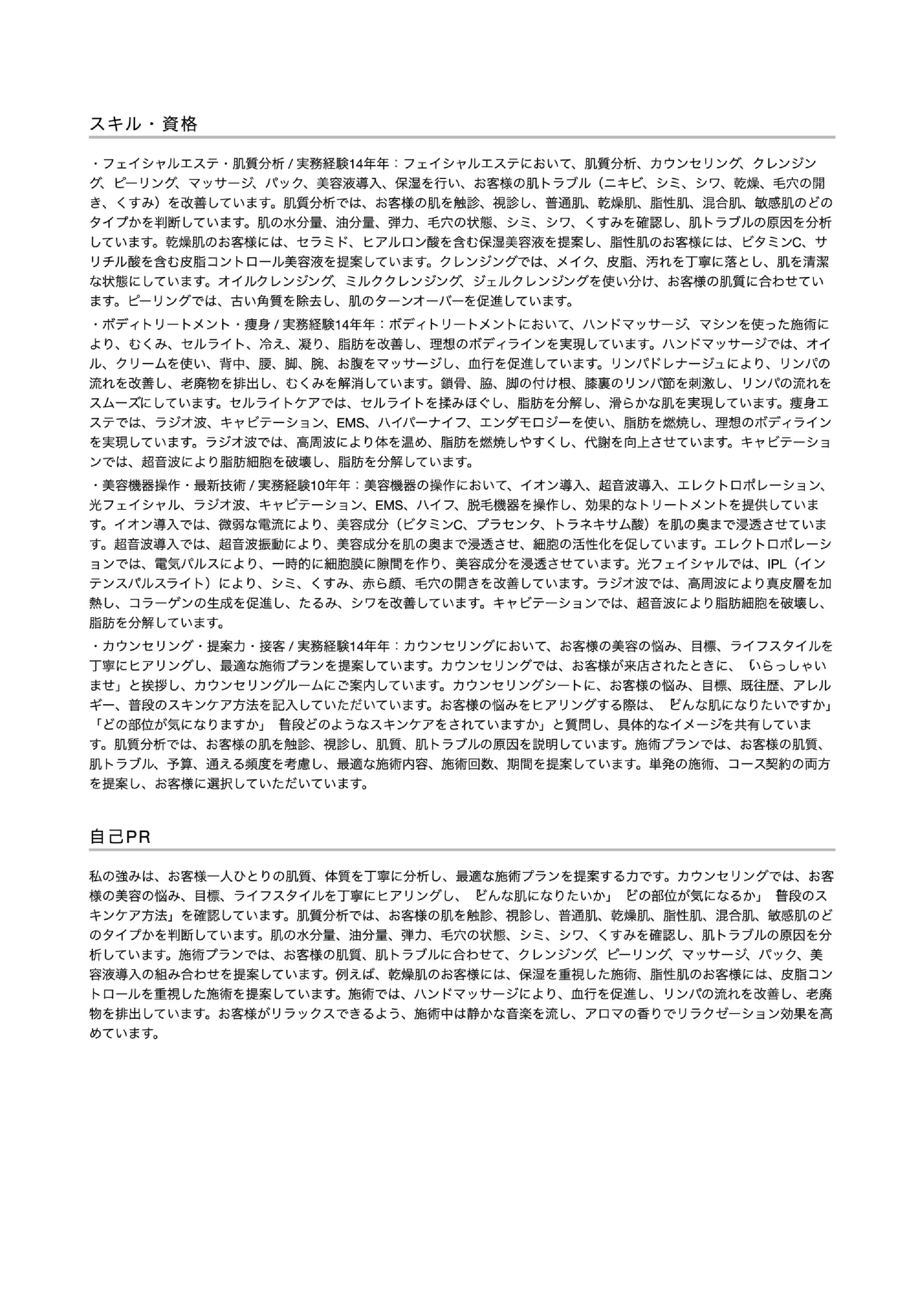 職務経歴書テンプレート画像(2枚目)